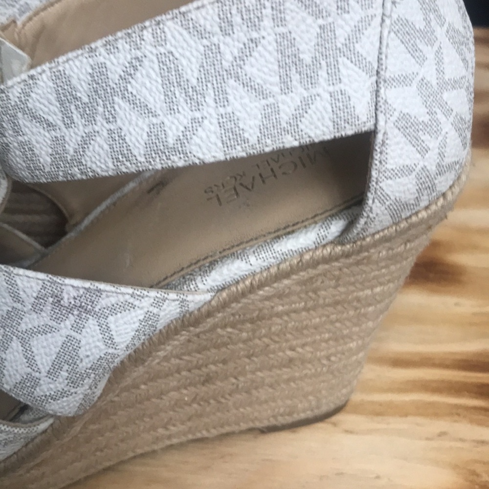 Michael Kors Women's White Logo Zip Wedge Sandals - Picture 3 of 9